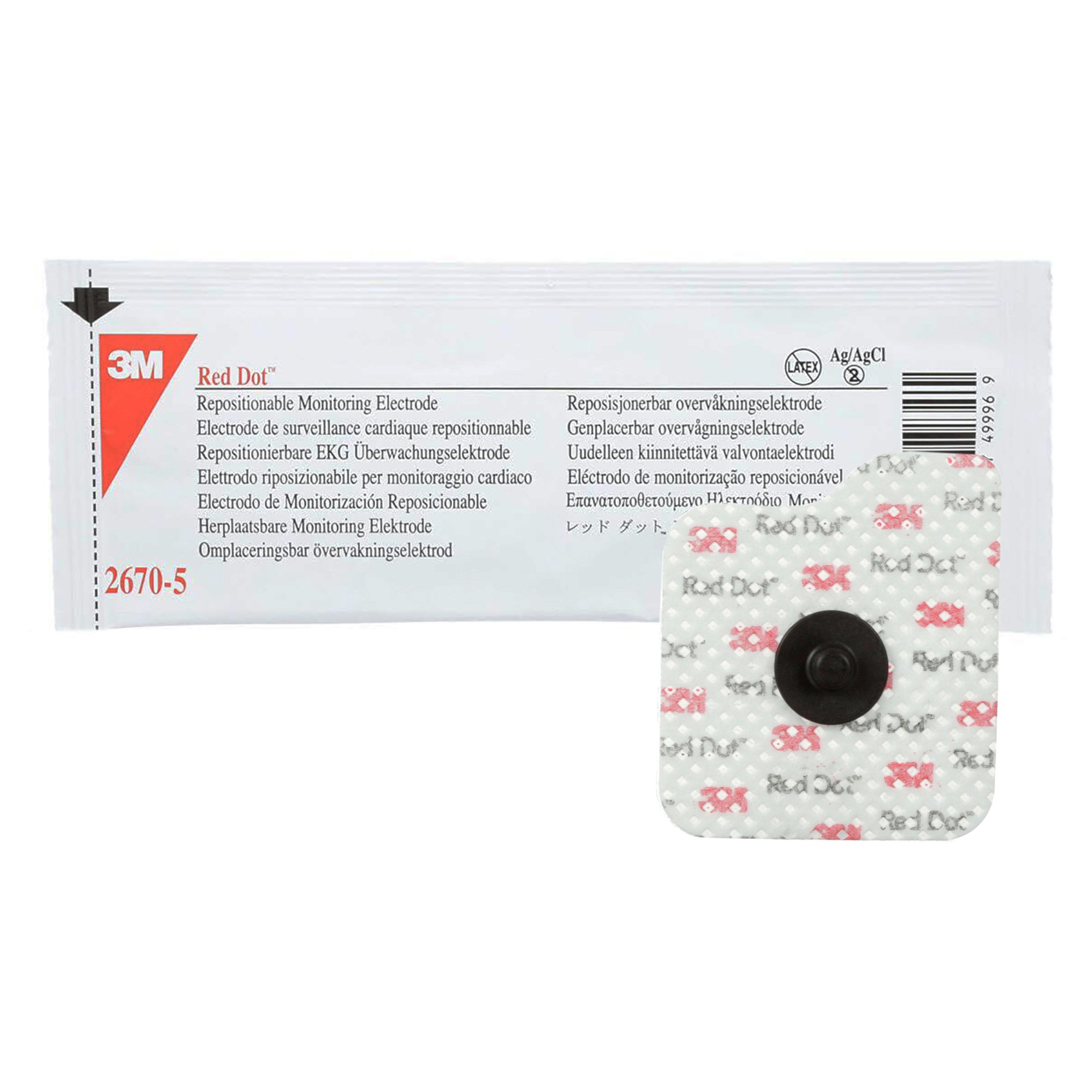 Electrode ECG Monitoring Electrode 3M™ Red Dot™ Cloth Backing Radiolucent / MR Conditional Snap Connector 5 per Pack (5/PK 200PK/CS) by Solventum Corporation  ID 2670-5